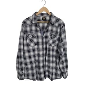 Lee Relaxed Fit Plaid Button-Up Shirt Women's Size XL